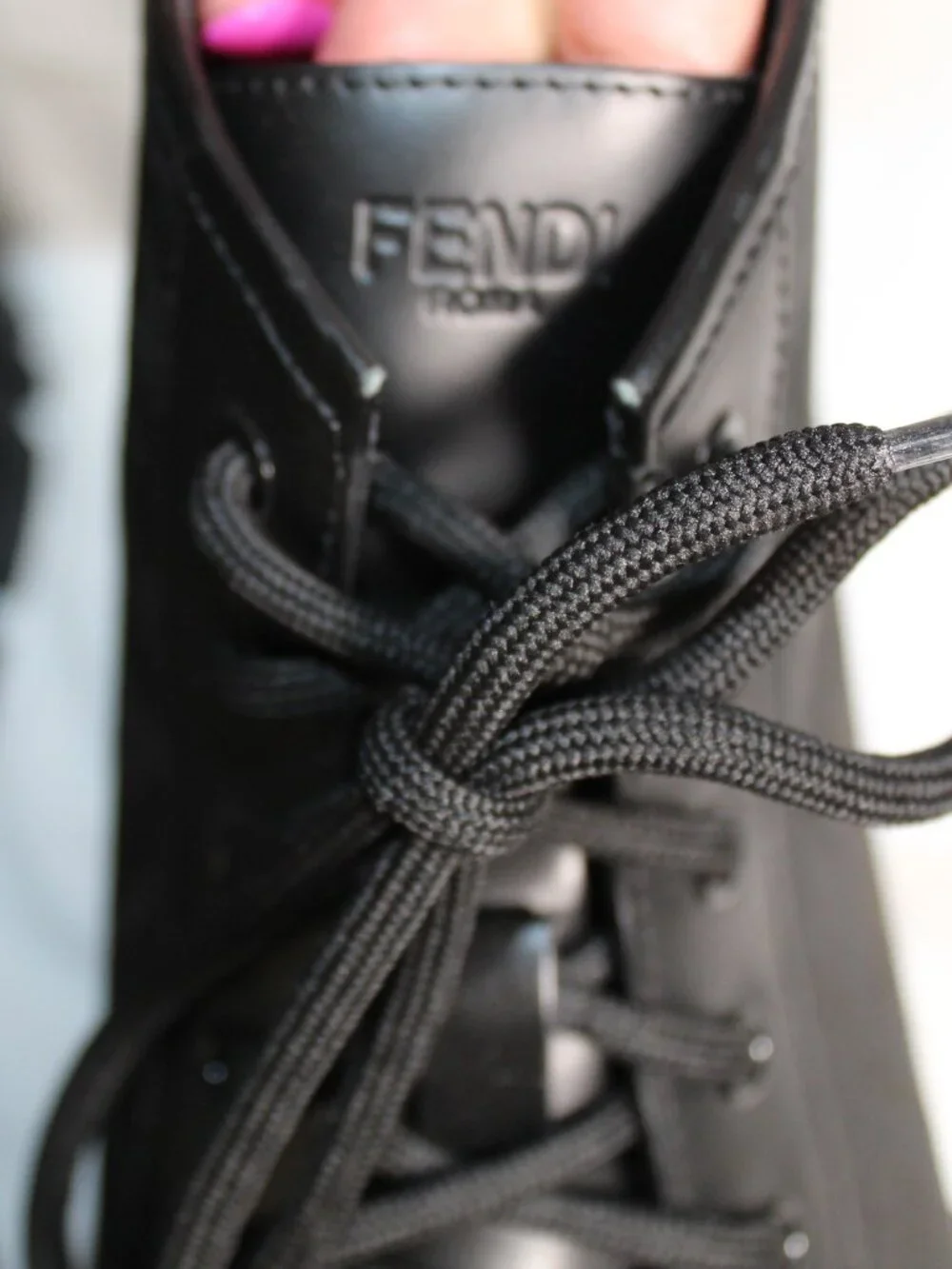 NEW FENDI Force Biker Boots FF Jacquard Canvas Lace Up Lug Sole Mens 12